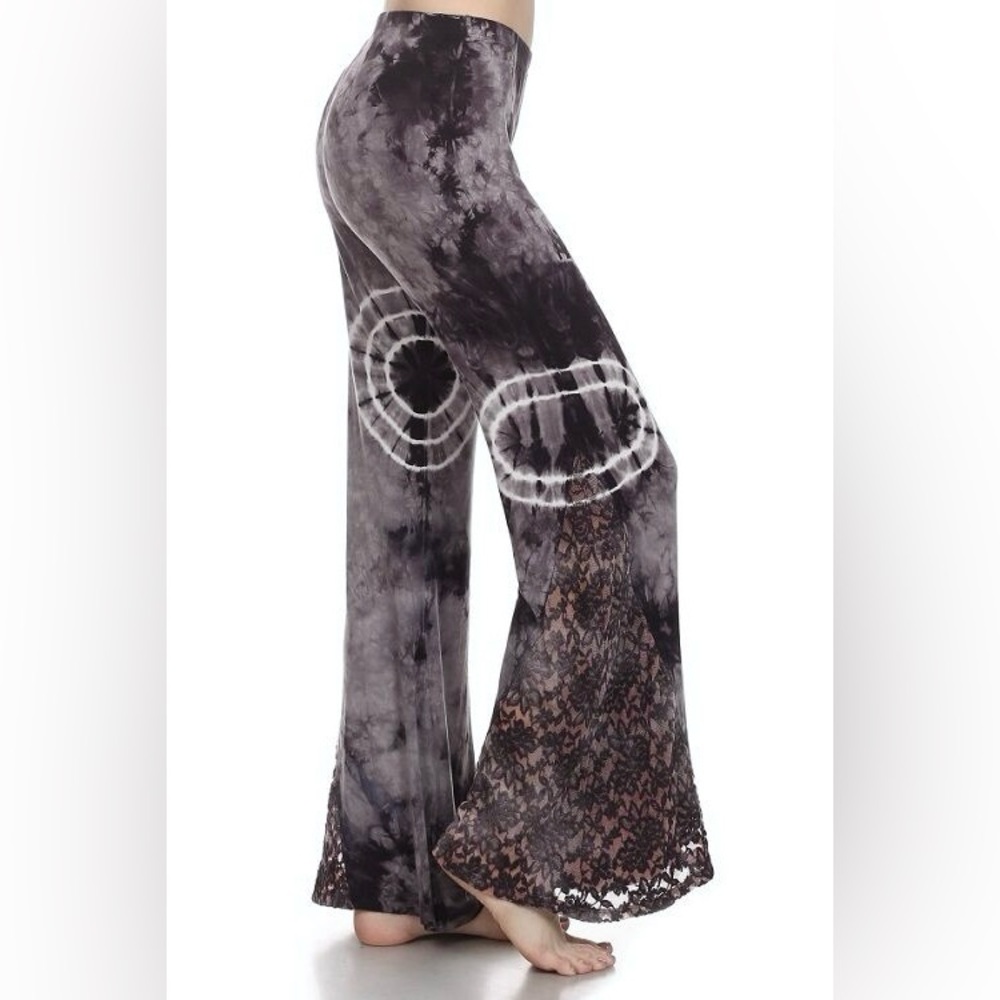 T-PARTY Lace Bell Bottom Tie Dye YOGA Pants